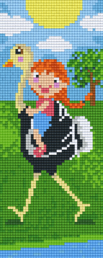Girl Riding Ostrich Two [2] Baseplate PixelHobby Mini-mosaic Art Kits image 0